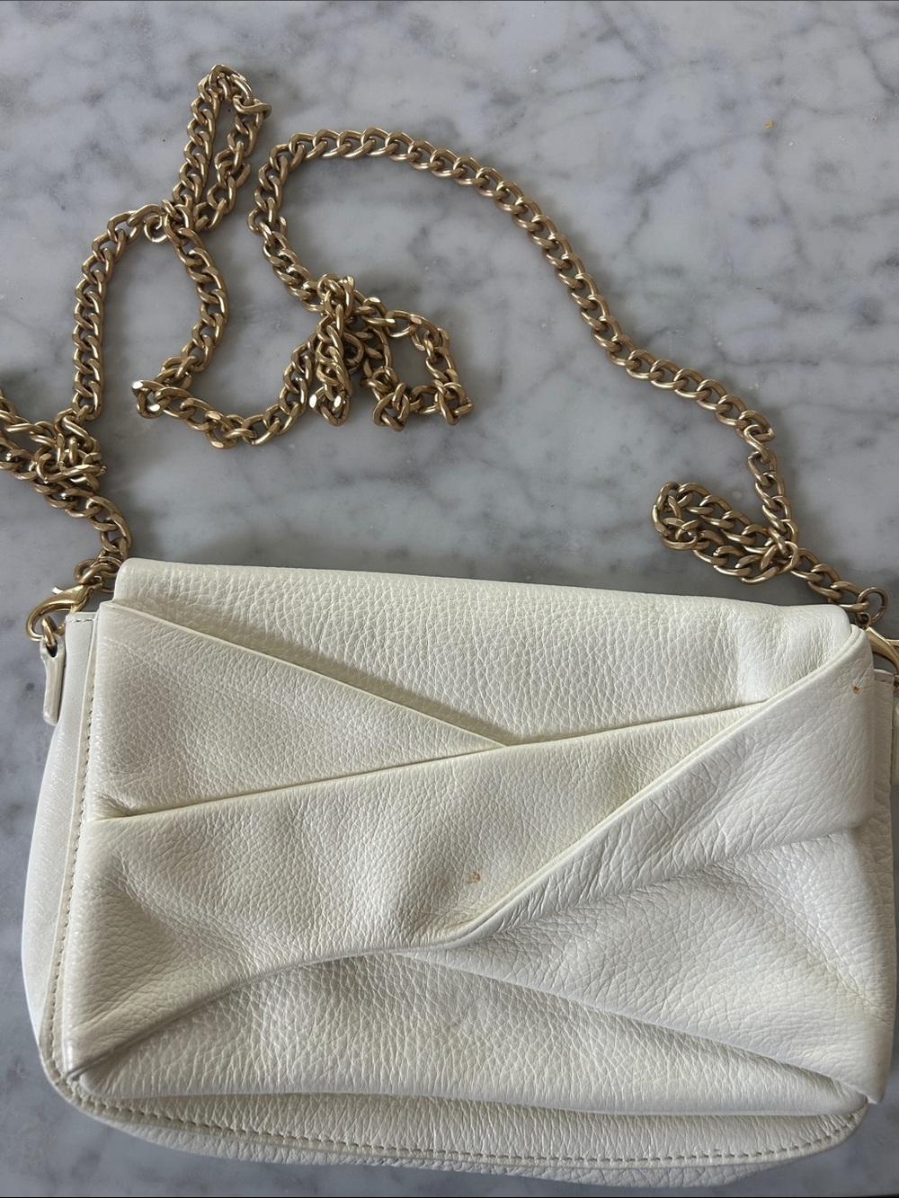 NWOT HALSTON HERITAGE Grace Bow Crossbody Off White Leather Crossbody Bag